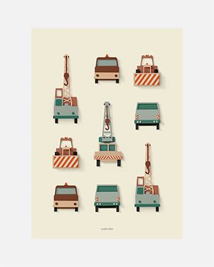 Kraanwagens poster 50x70 cm