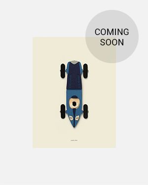 Raceauto blauw poster 30x40 cm