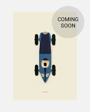 Raceauto blauw poster 50x70 cm