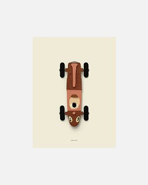 Raceauto bruin poster 30x40 cm