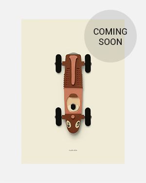 Raceauto bruin poster 50x70 cm