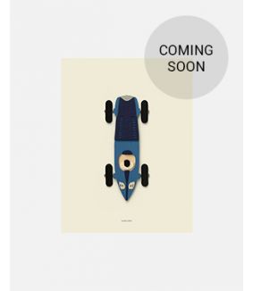 Raceauto blauw poster 30x40 cm