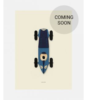 Raceauto blauw poster 50x70 cm