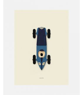 Raceauto blauw poster 50x70 cm