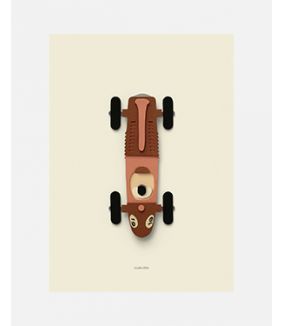 Raceauto bruin poster 50x70 cm